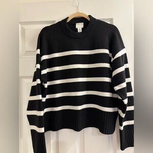 H&M Black and White Striped Sweater